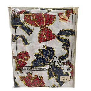 Kemp & Beatley Holiday Folio Ribbons Bows Christmas Tablecloth 60x102 Oblong New